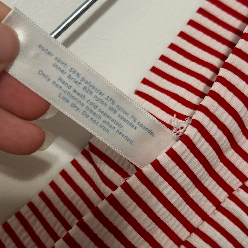 Swim by Cacique Red & White Striped Seersucker Swim Skirt with Brief Size 16 - Picture 7 of 9